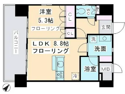 デル・スール テラス(1LDK/10階)の間取り写真