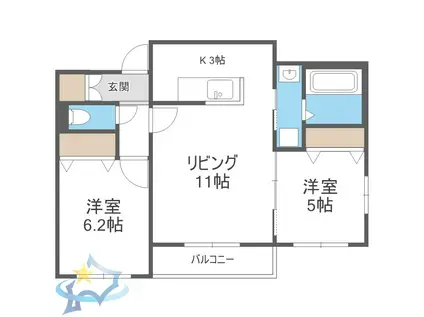 モンツァL714(2LDK/4階)の間取り写真