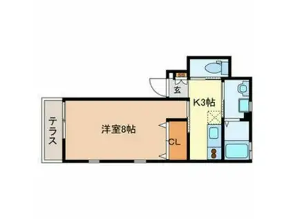 ハピネスクレインIII(1K/1階)の間取り写真