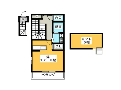 TREZOR(ワンルーム/2階)の間取り写真