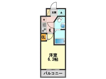 フェルクルールプレスト青戸(1K/6階)の間取り写真