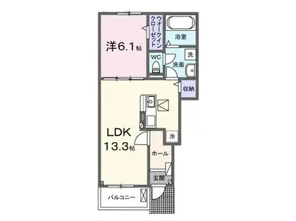 ベラーノ II(1LDK/1階)の間取り写真
