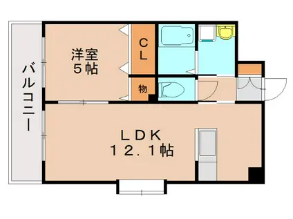 スタンドリバー博多駅南(1LDK/8階)の間取り写真