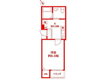 マムートハウスヒヨシ(1K/1階)の間取り写真