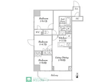 ASMACI MAISON両国II(3LDK/8階)の間取り写真