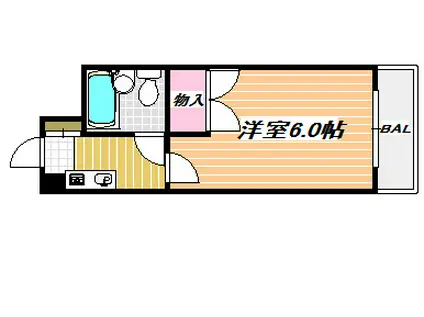 スクエアハイムIII(1K/1階)の間取り写真