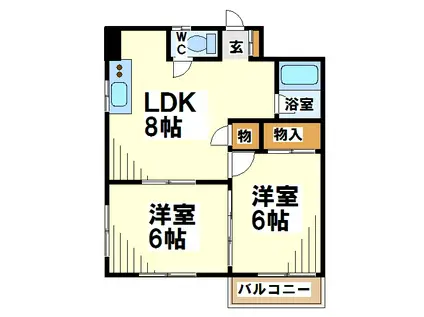 小川ハイツ(2LDK/4階)の間取り写真