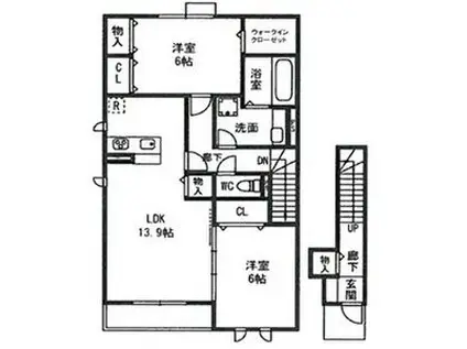 グランシャリオ(2LDK/2階)の間取り写真