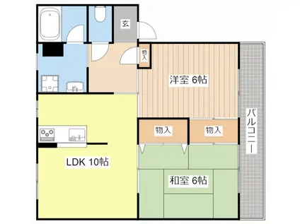 エスポワール平方(2DK/2階)の間取り写真