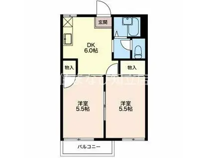 ボナール今本(2DK/2階)の間取り写真