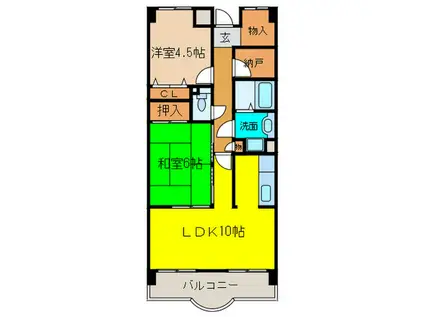 エバーグリーン(2LDK/3階)の間取り写真