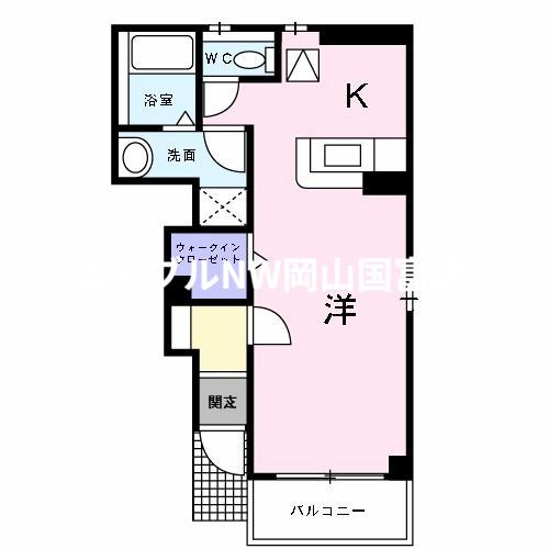グレンツェントA(1K/1階)の間取り写真