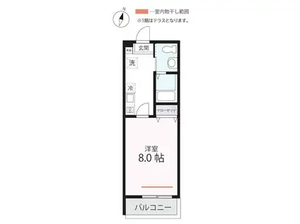 ハーミットクラブハウスピュアプレズン(1K/3階)の間取り写真