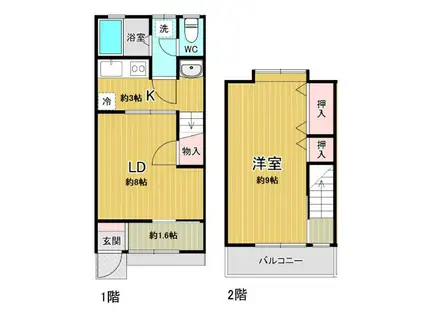 VILLA早津崎(2K/1階)の間取り写真