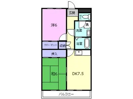 佳千ビルII(2DK/6階)の間取り写真