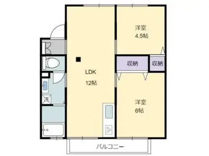 リージェントパーク乙島 A棟(2LDK/2階)の間取り写真