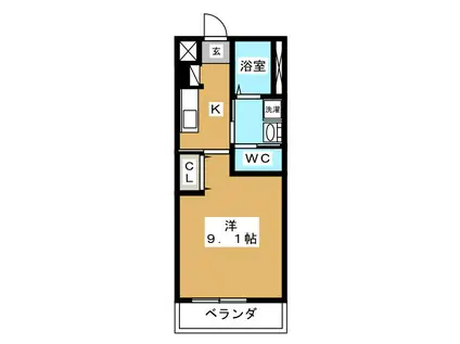 プランドールM(1K/1階)の間取り写真