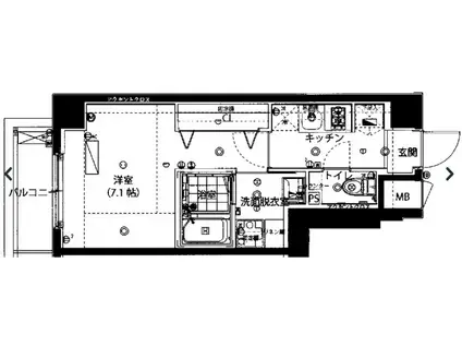 ハーモニーレジデンス新宿イースト(1K/4階)の間取り写真