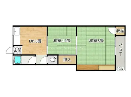 陵西マンション(2DK/1階)の間取り写真