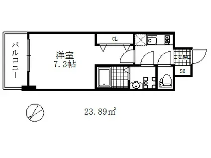 レジュールアッシュ神戸グランフィール(1K/3階)の間取り写真