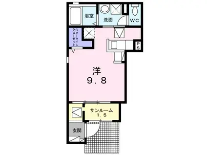 リバーサイド北斗台(ワンルーム/1階)の間取り写真