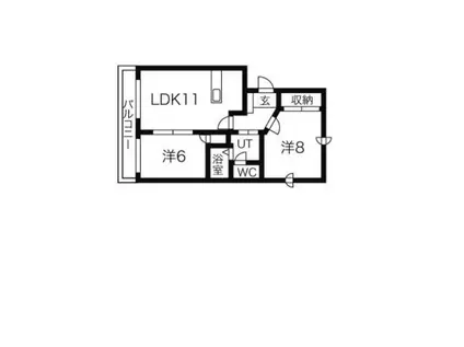 ショパンシャトー山の手(2LDK/2階)の間取り写真