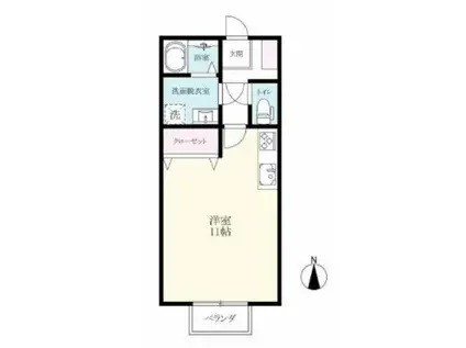 夢咲アパート(ワンルーム/1階)の間取り写真