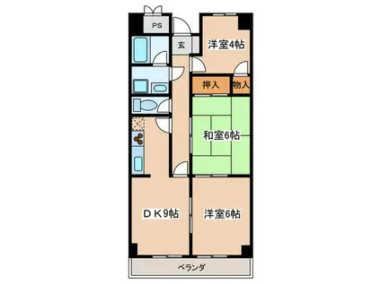 KRプラザ(3DK/2階)の間取り写真