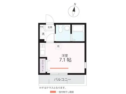 ハーミットクラブハウス横浜阪東橋(ワンルーム/1階)の間取り写真