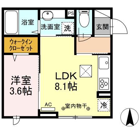 ときわぎ3(1LDK/1階)の間取り写真