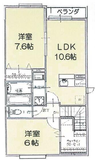アルベリール(2LDK/2階)の間取り写真