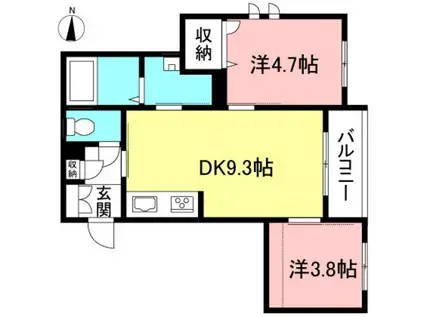 エルムガーデン(2DK/2階)の間取り写真