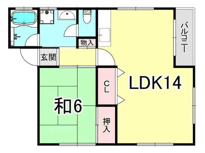 ハイムオークラ(1LDK/2階)の間取り写真
