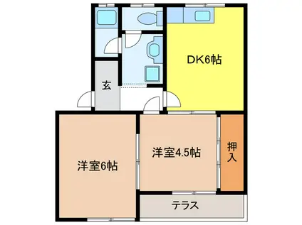 ガーデンヴィラTY(2DK/1階)の間取り写真