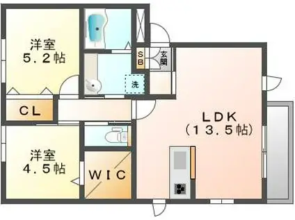 セレーノ舟入(2LDK/3階)の間取り写真