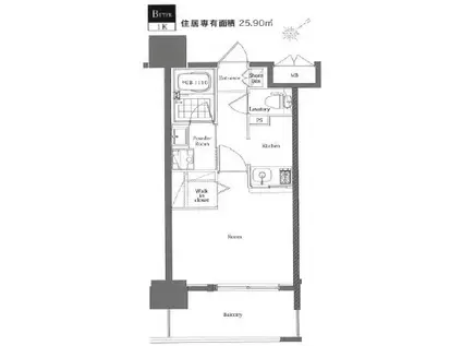 エンクレスト舞鶴II(1K/8階)の間取り写真