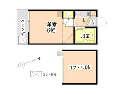 リリーハウス(1K/2階)の間取り写真