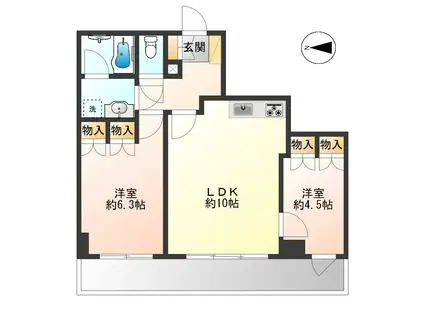 ライオンズタワー府中(2LDK/10階)の間取り写真
