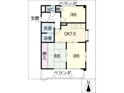 セントラルみのりハイツ(3DK/3階)の間取り写真