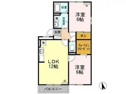 セブンワンテンC棟(2LDK/2階)の間取り写真