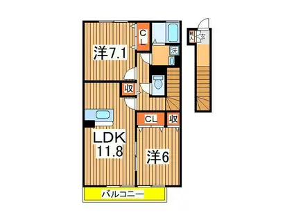 ノールメゾンⅢ(2LDK/2階)の間取り写真