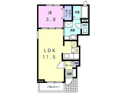 プリムローズ(1LDK/1階)の間取り写真