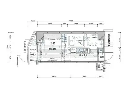 メインステージ大森北II(1K/4階)の間取り写真