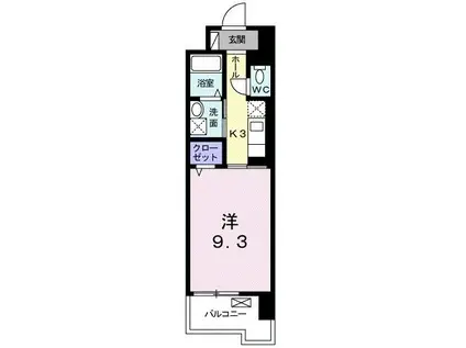 グランクリュ佐古 イースト(1K/5階)の間取り写真