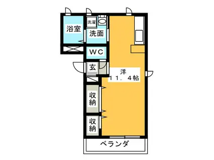 ユニバーサルII(ワンルーム/1階)の間取り写真