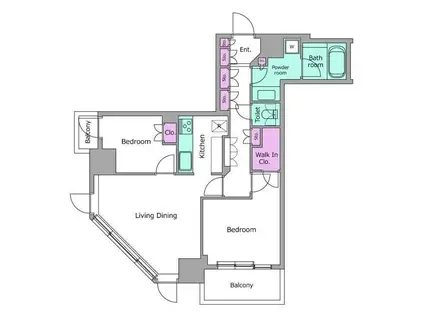 レジディアタワー目黒不動前(2LDK/15階)の間取り写真