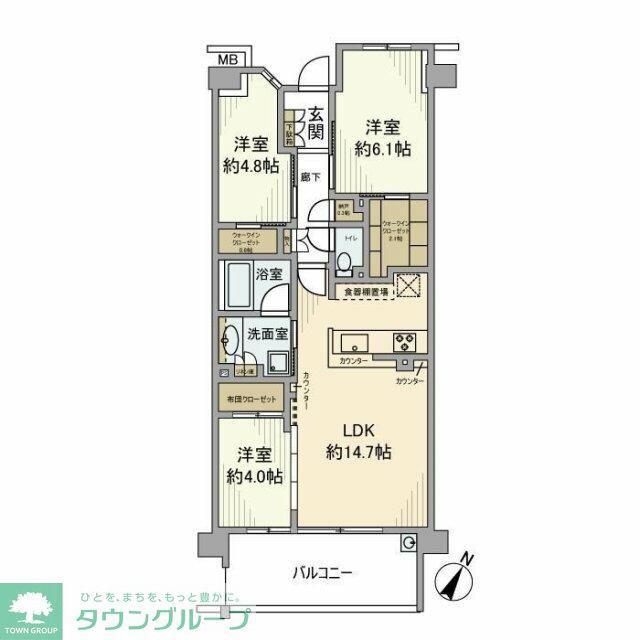 プライム横浜岸谷(3LDK/1階)の間取り写真