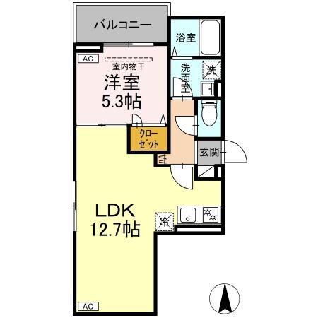 セレスティア南花畑IV(1LDK/2階)の間取り写真