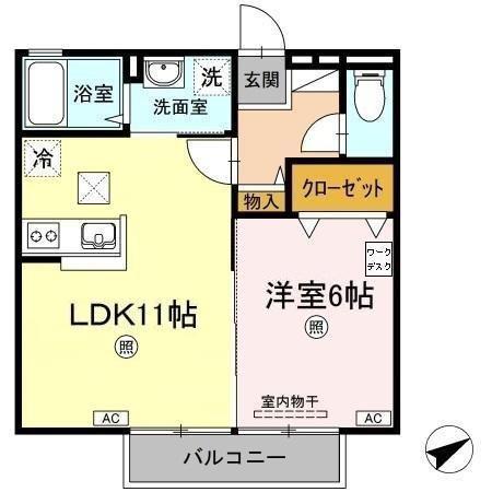 ファルベ ブルーノ(1LDK/1階)の間取り写真