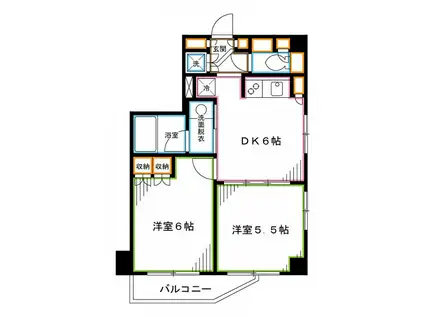 ルーブル中野本町(2DK/3階)の間取り写真